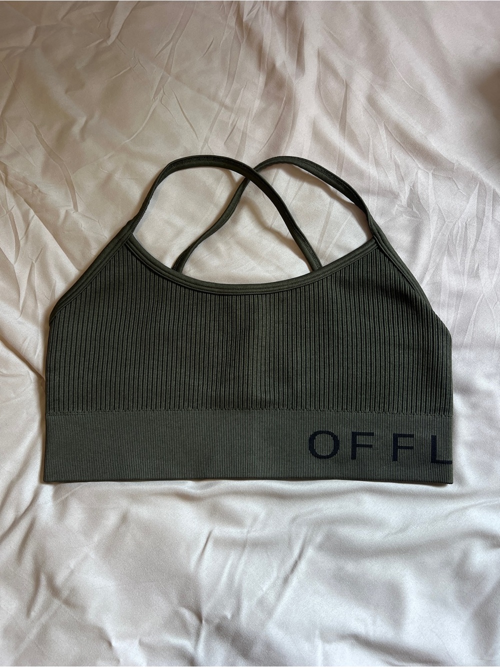 aerie Olive Ribbed Double-Strap Bralette